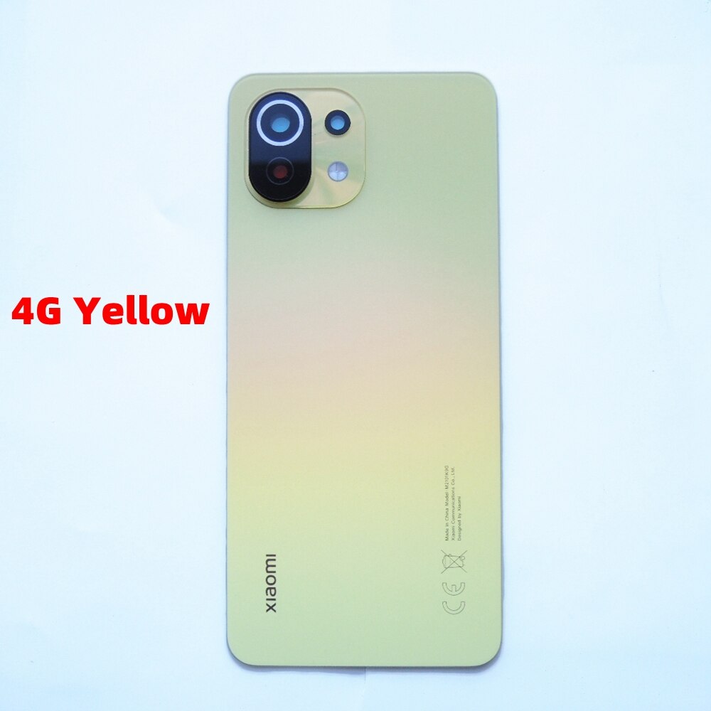 Original för xiaomi  mi 11 lite 5g ne baklucka  mi11 lite med kamera glas lins bakre batteri glasdörr hölje fodral delar: Gul  ce 4g