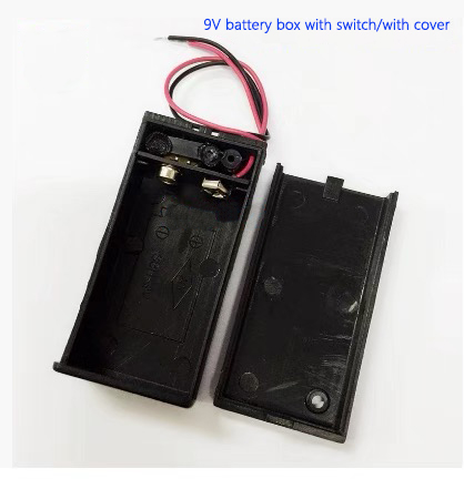 Conector de interfaz de botón de batería de 9V/con enchufe de alimentación CC de cable/tapa de batería cuadrada de 9V: Grey
