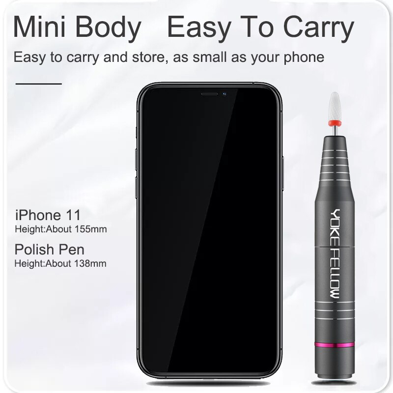 Electric Nail Drill Machine For Acrylic Gel Polish File With Cutter Strong Nail Sander 30000RPM Cordless Portable Nail Drill Pen