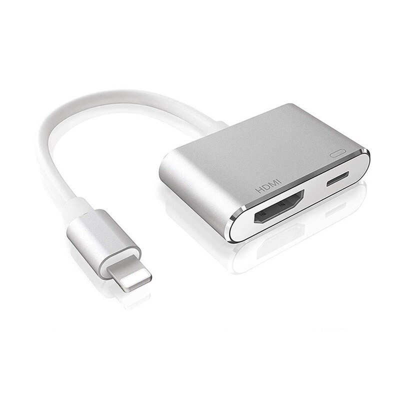 Lightning to HDMI Cable - 1080P HD - For iPhone/iPad to HDTV Projector - Digital Adapter: Aluminum Silver
