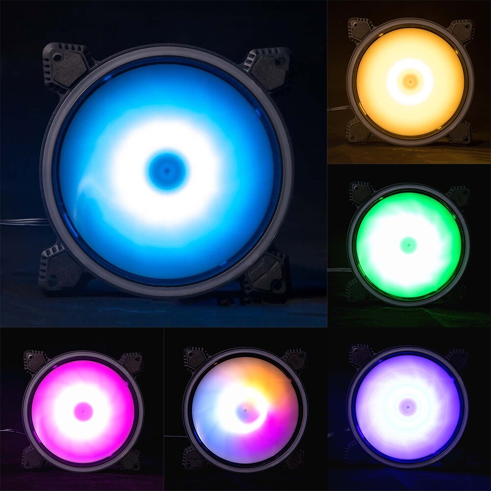 Mute LED RGB Light Color Changing Heatsink Cooling Fan Computer Case Cooler