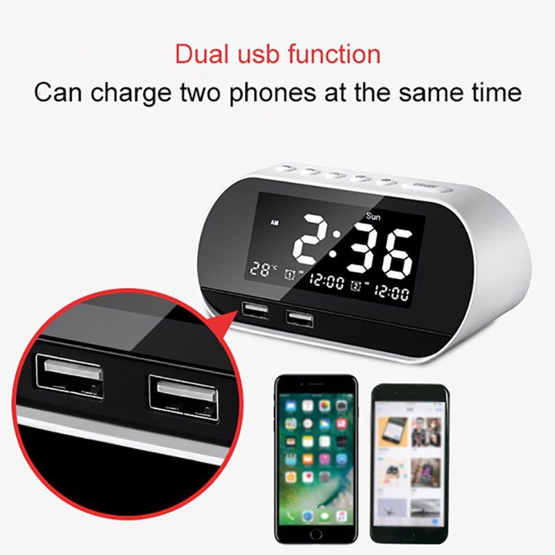 Wekker met usb-oplaadfunctie, elektrisch lcd-scherm, multifunctionele tafelklok, temperatuurkalender, woondecoratie