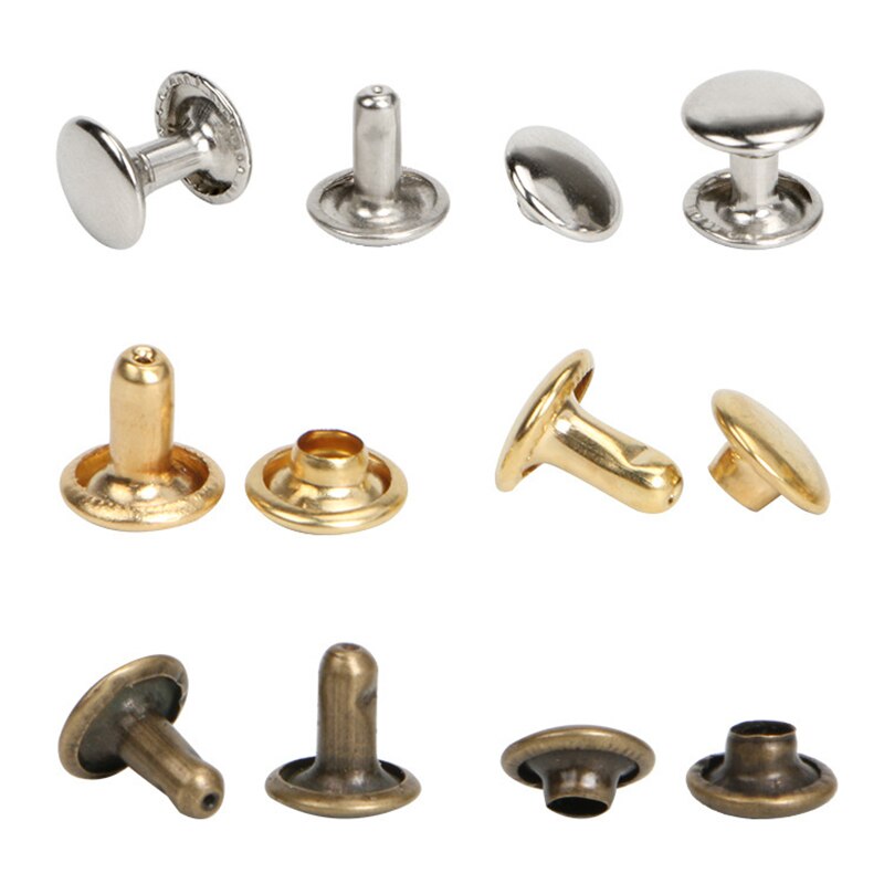 500sets Leather Rivets Mushroom Round Double Cap Rivet Tubular Metal Studs for DIY Leather Craft Purses Belt Garment Rivets