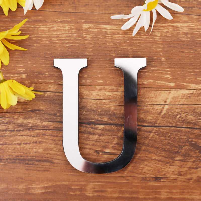 Silver Letter Acrylic 3D Mirror Wall Sticker Home Decor Alphabet Poster For Birthday Party Wedding Diy Wallpaper Peel & Stick: Yellow