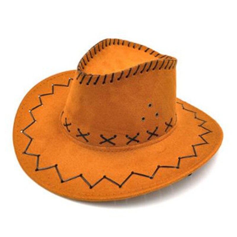 Newest Unisex Cowboy Hat Suede Look Wild West Fancy Dress Men Ladies Cowgirl Hats in 3 Colors