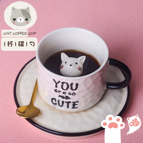 Ceramic Tea Cup Set Cute Cartoon Japanese Style Dessert Cup And Saucer Set Coffe Koffie Kopjes Tableware Teaware ED50BD: c