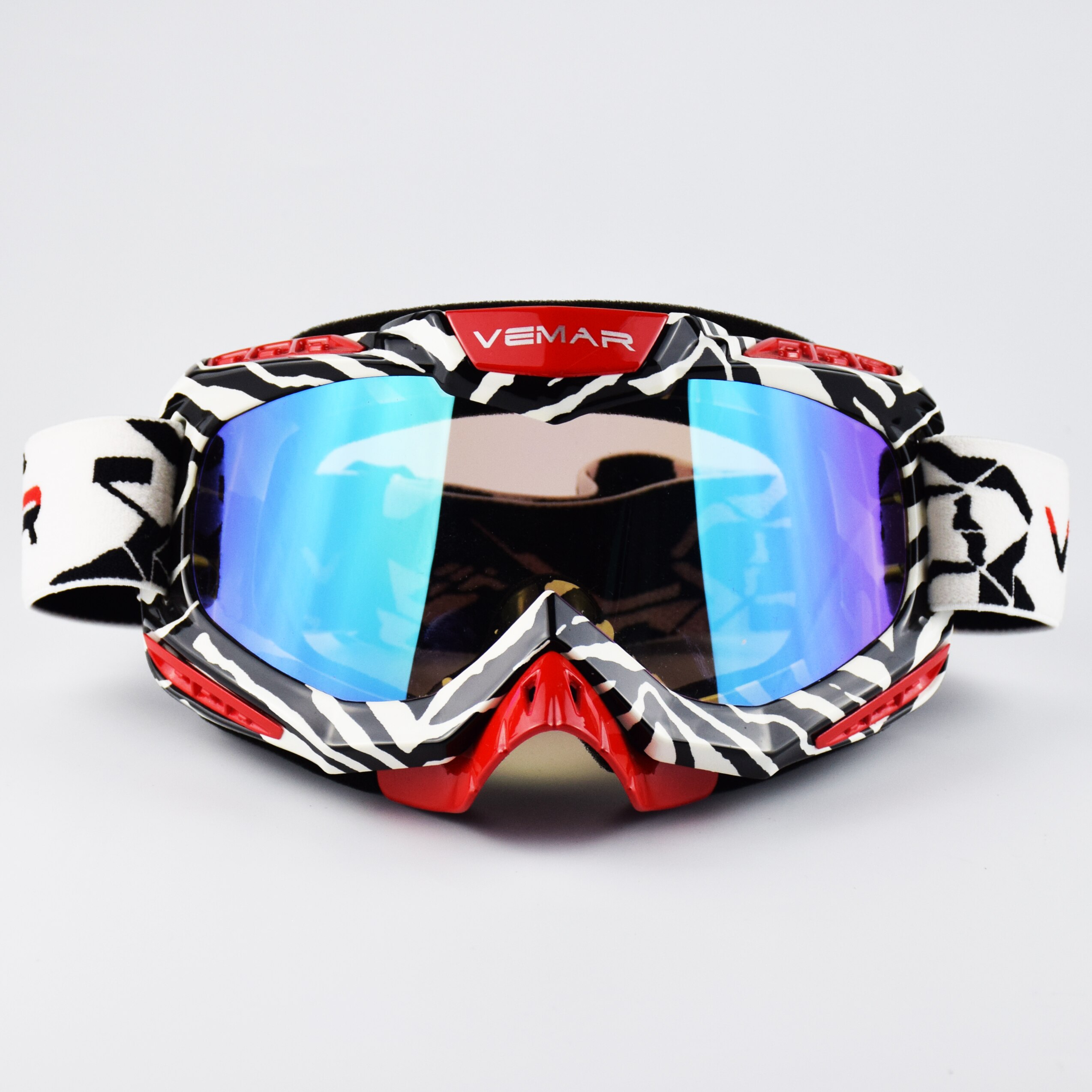VEMAR Moto cross lunettes saleté vélo Moto cross lunettes Moto Cross lunettes vtt MX équitation lunettes masque moto cross: Red-P024