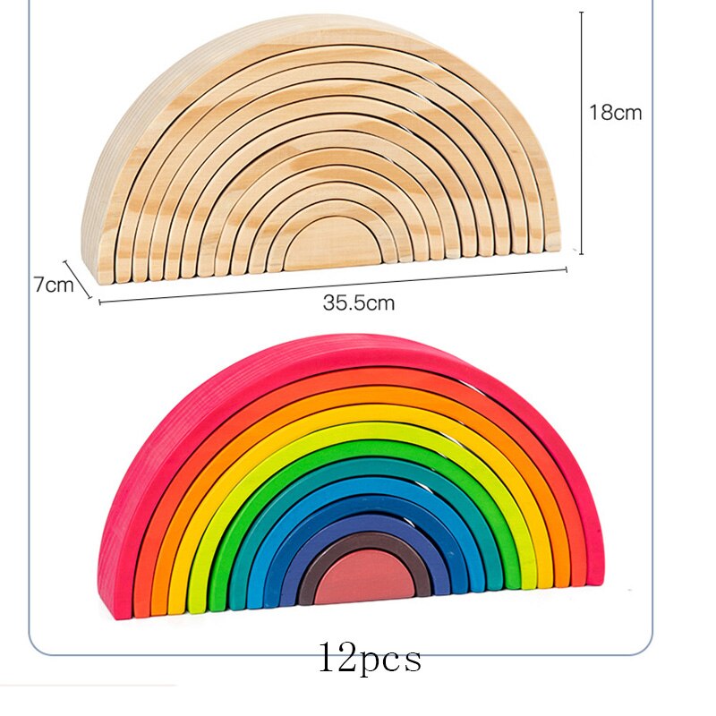 Holz Regenbogen Blöcke Regenbogen Stacker Holz Spielzeug Nesting Puzzle Regenbogen Bausteine Montessori Lernen Pädagogisches Spielzeug