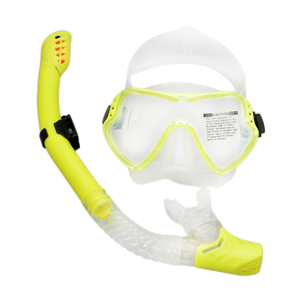 Scuba Diving Masks Snorkeling Set Adult Silicone Skirt Anti-Fog Goggles Glasses Swimming Pool Equipment: yellow transparent