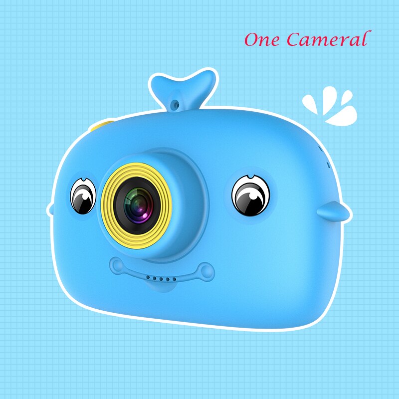 Cute Digital Camera Portable Children Camera 2000W HD Cartoon Dolphin 2 Inches IPS Screen Mini Camera Toy For Kids: Blue no Camera