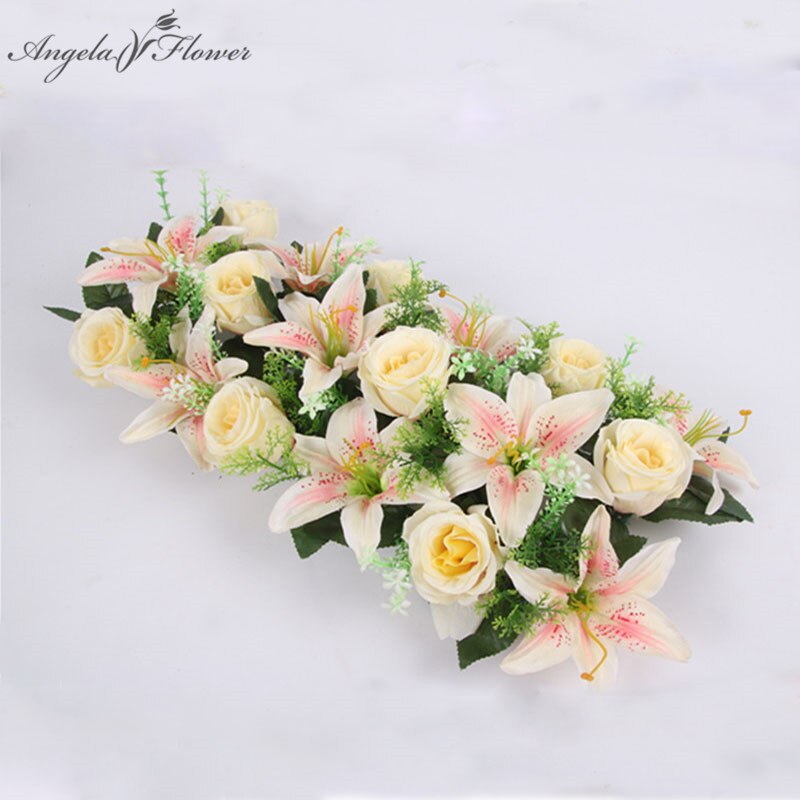 Hoogwaardige Zijde Kunstmatige Bloem Rij Boog Bloem Muur Lily Boog Hoge Imitatie Rose Diy Bruiloft Weg Leiden Party kerst Decor