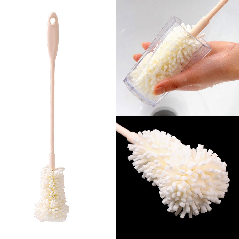 Long Handle Bottle Brush Sponge Cup Glass Brush Indoor Outdoor Essential Sponge Cup Brush Cleaning Brush