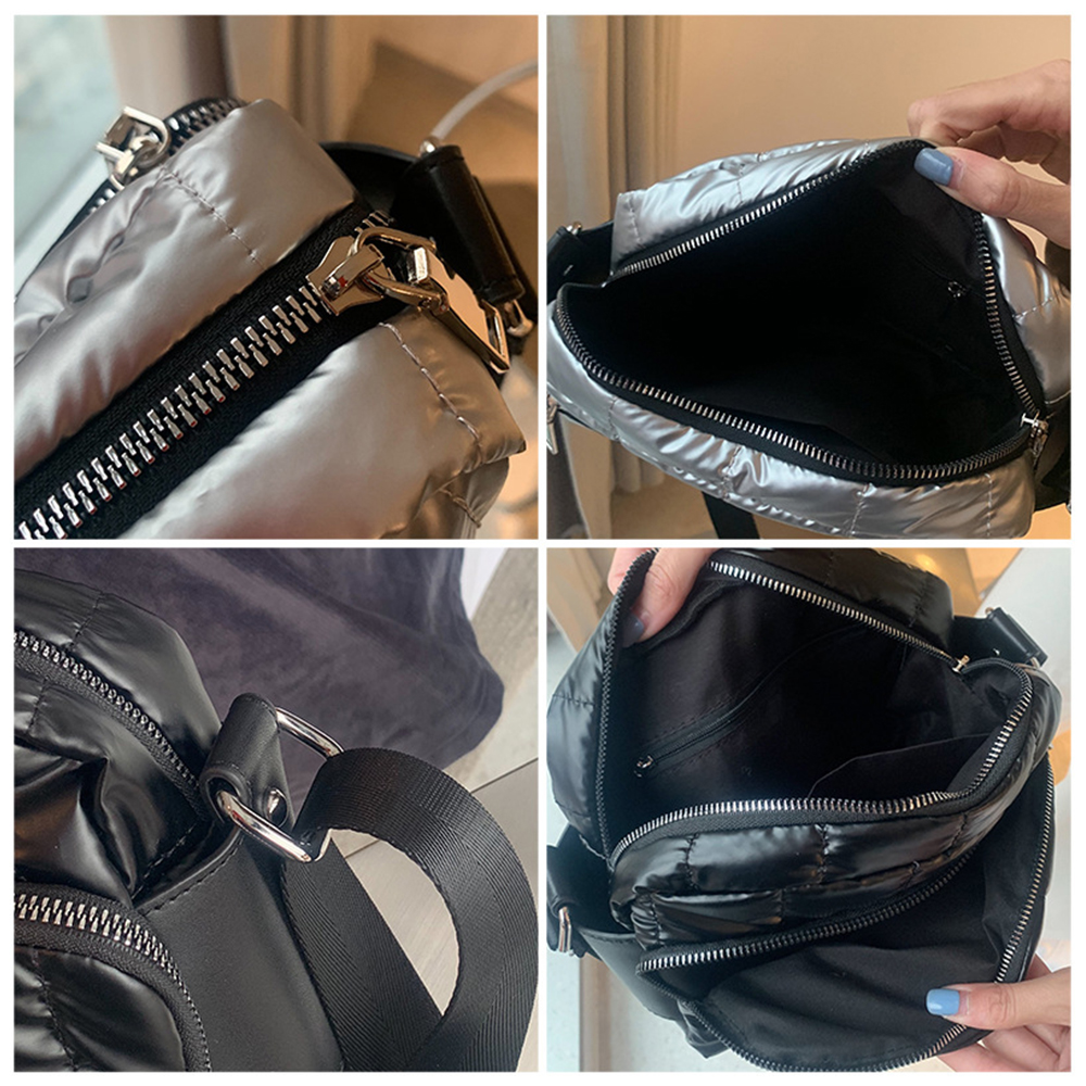 Nylon gepolsterte stepp tasche für Frauen Raum Baumwolle Schulter Tasche Weichen, Flauschigen Schwarz Crossbody Handtasche Weibliche Käufer Tasche Dame