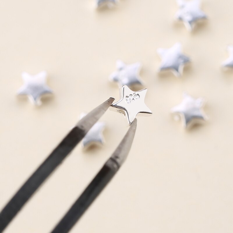 10PCS 925 sterling silver Beads Exquisite pentagram beads Loose Spacer Silver Star Beads Bracelet Necklace Jewelry Making DIY