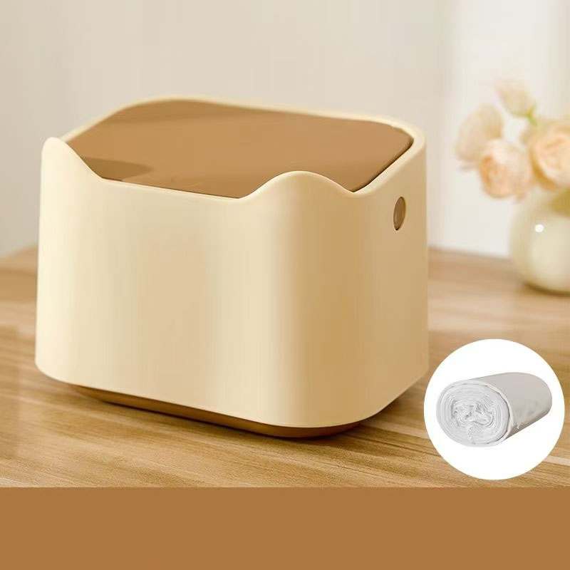 Mini Cat Excrement Trash Can Fully Enclosed Cat Litter Basin Cat Toilet Cat Litter Special Garbage Can Excrement Supplies: Gold