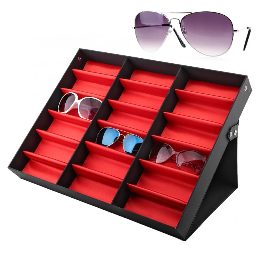 18 Grids Glasses Storage Case Eyeglasses Display Box Glasses Display Stand Sunglasses Storage Box Glasses Jewelry Organizer