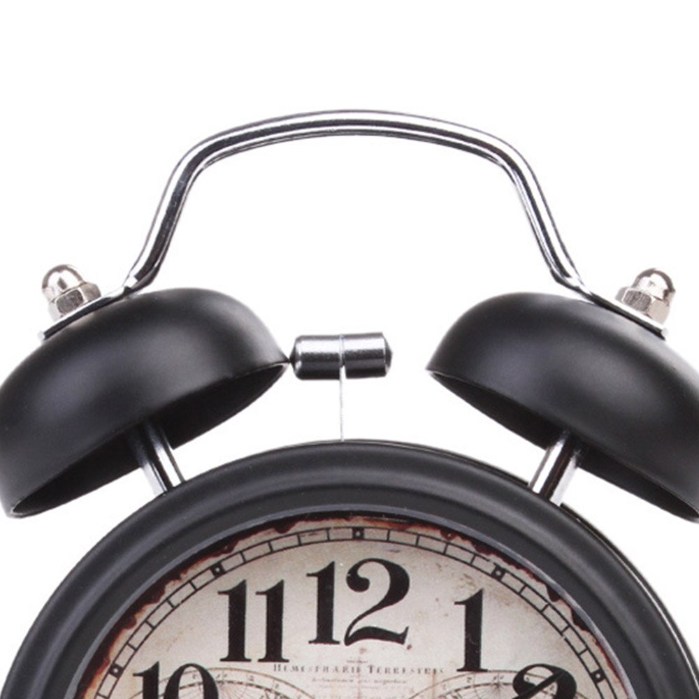 Despertador Retro blanco y negro para el hogar, reloj Digital con números redondos y doble campana para mesa de escritorio y decoración del hogar