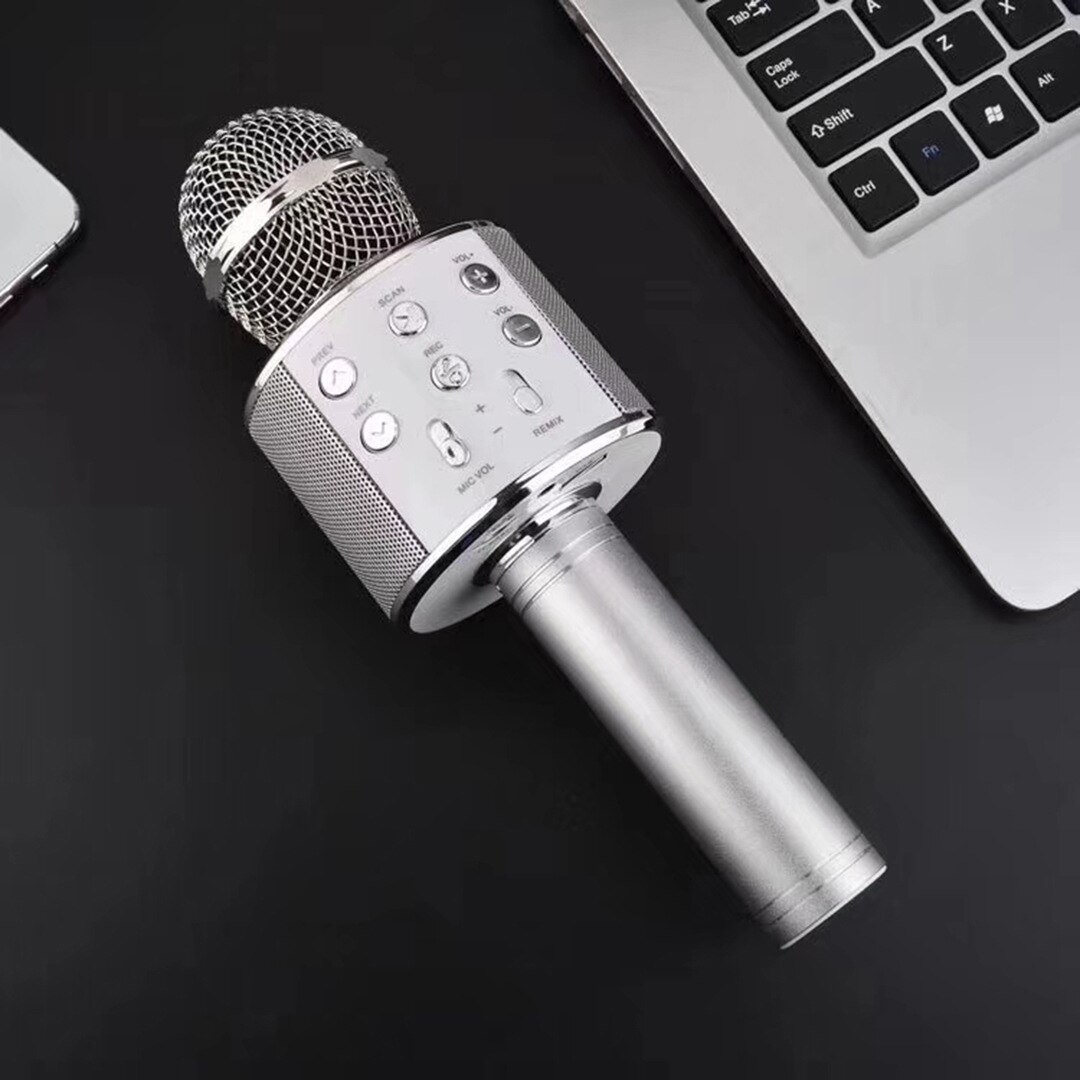 Professionelle Kondensator Karaoke Mic Bluetooth Drahtlose Mikrofon Stehen Radio Mikrofon Studio Aufnahme Studio: Silber-