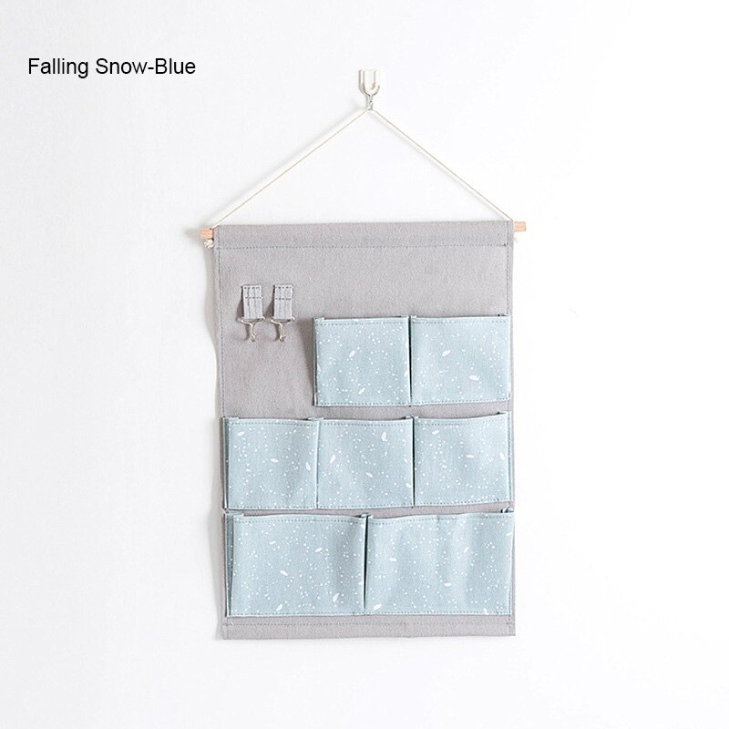 7 Pockets Over The Door Organizer Wall Closet Hanging Storage Bag Multilayer Linen Fabric Pouch Debris Organizer Bag Storage: 05