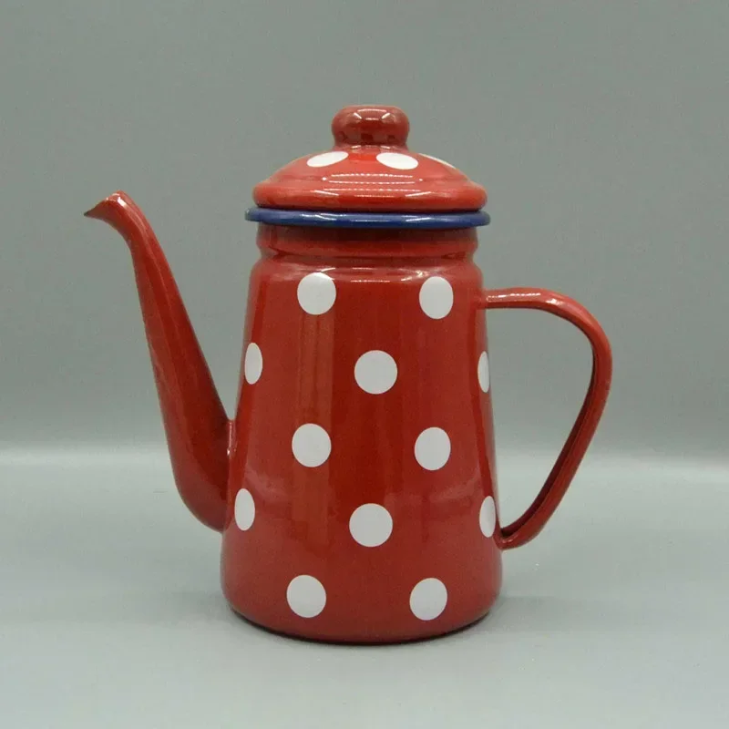 Vintage Emaille Koffiepot 1.1L Capaciteit Hand Theeketel voor Inductie Kookplaat & Gasfornuis Universeel Gebruik Water Of Thee