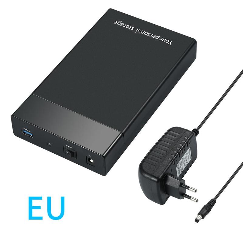 Caja de disco duro externo HDD SDD de 3,5 pulgadas, caja de disco duro USB 3,0 a SATA III de 6Gbps, compatible con disco duro de escritorio portátil de 3,5/2,5 pulgadas: EU