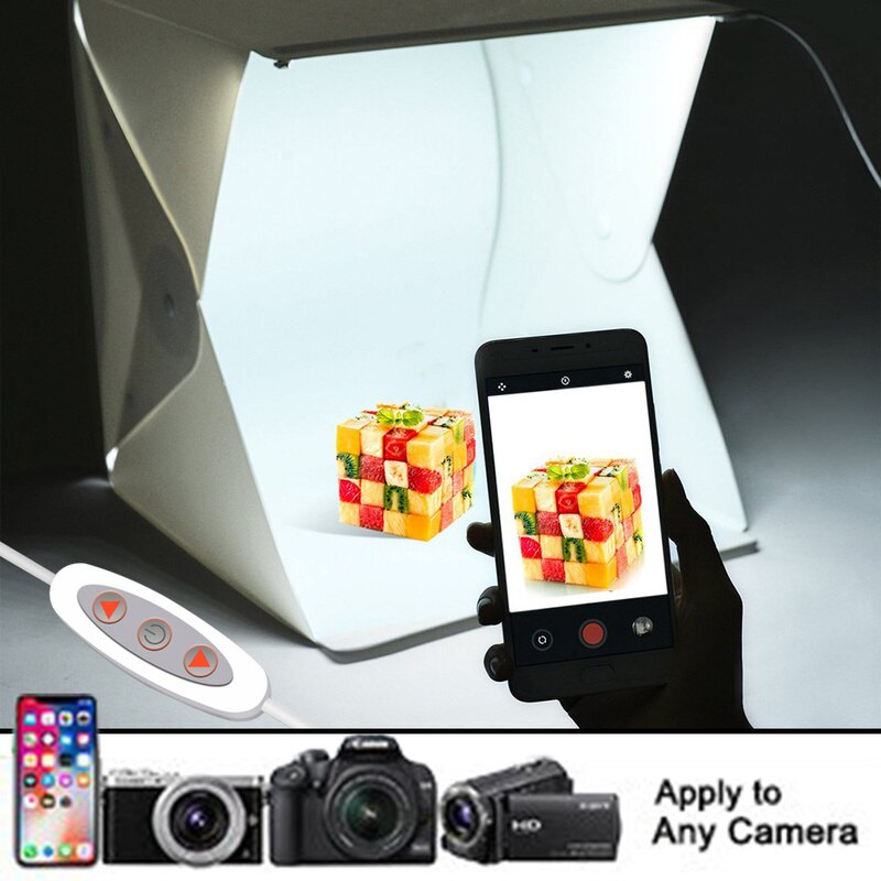 Tente portative de prise de vue de Studio de Photo, petit Kit pliable de Softbox de boîte à lumière LED avec 4 décors de couleurs pour la photographie,