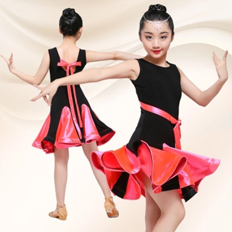 vestido de baile latino para niñas vestidos de baile de salón estándar sin mangas para niños ropa de salón de baile Salsa