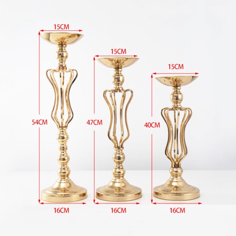 Gold Candle Holders Flowers Vase Dining Table Candlestick Centerpieces Road Lead Candelabra Wedding Party Porps Home Decoration: B / Small size