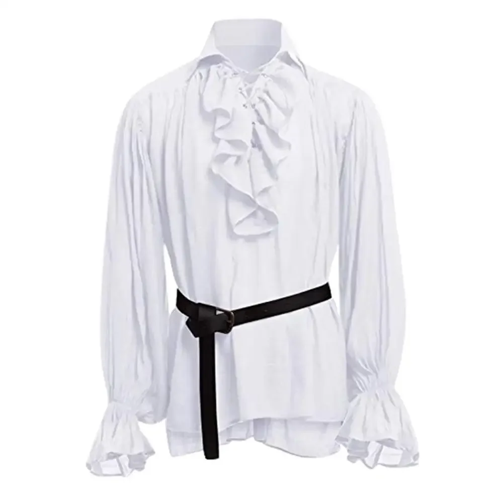 Chemises médiévales à volants gothique Steampunk victorien Pirate Cosplay Costume hommes hauts pantalons à lacets chemise Larp Vintage