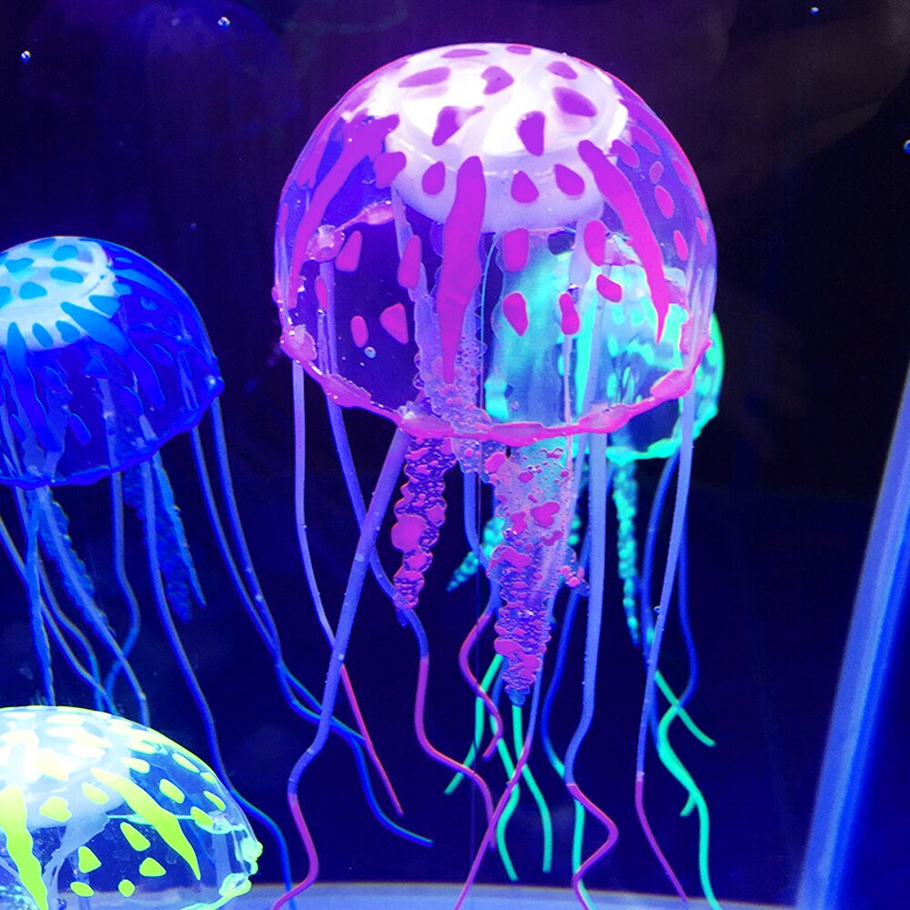 Subaquática artificial nadar efeito brilhante medusas aquário decoração do tanque de peixes planta viva ornamento luminoso paisagem aquática