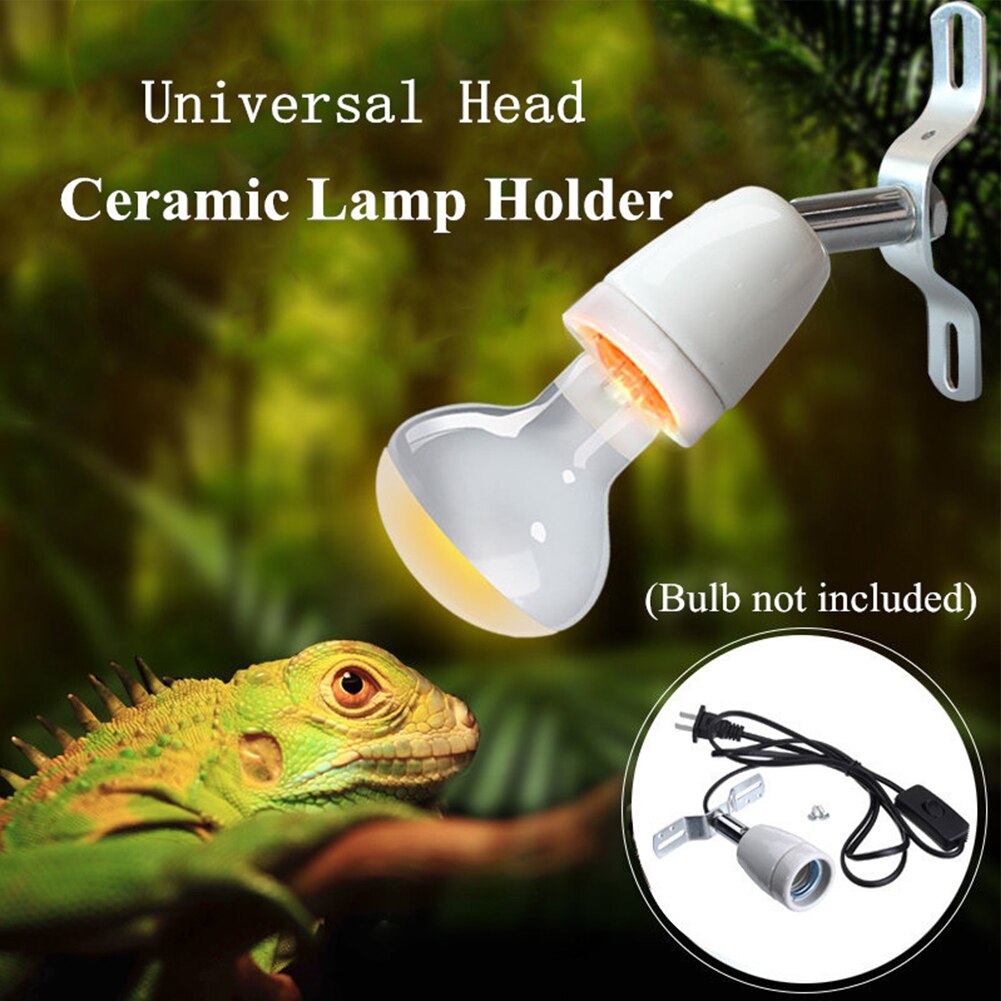 Base d'ampoule chauffante, luminaire pour cage à reptiles, support de lampe, fournitures pour animaux de compagnie pour lézard, tortue, durable,  e27 en 400w , avec clip d'interrupteur