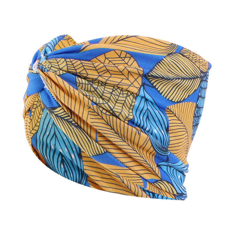 Bandeau torsadé imprimé africain pour femmes, bandeau élastique de sport, écharpe pour cheveux, large bandeau extensible, accessoires pour cheveux: BLEU CIEL