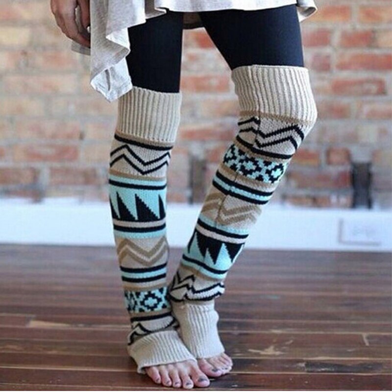 Benvarmere kvinder varme knæhøje vinterstrik solid hæklet benvarmere sokker julevarme støvlemanchetter beenwarmers