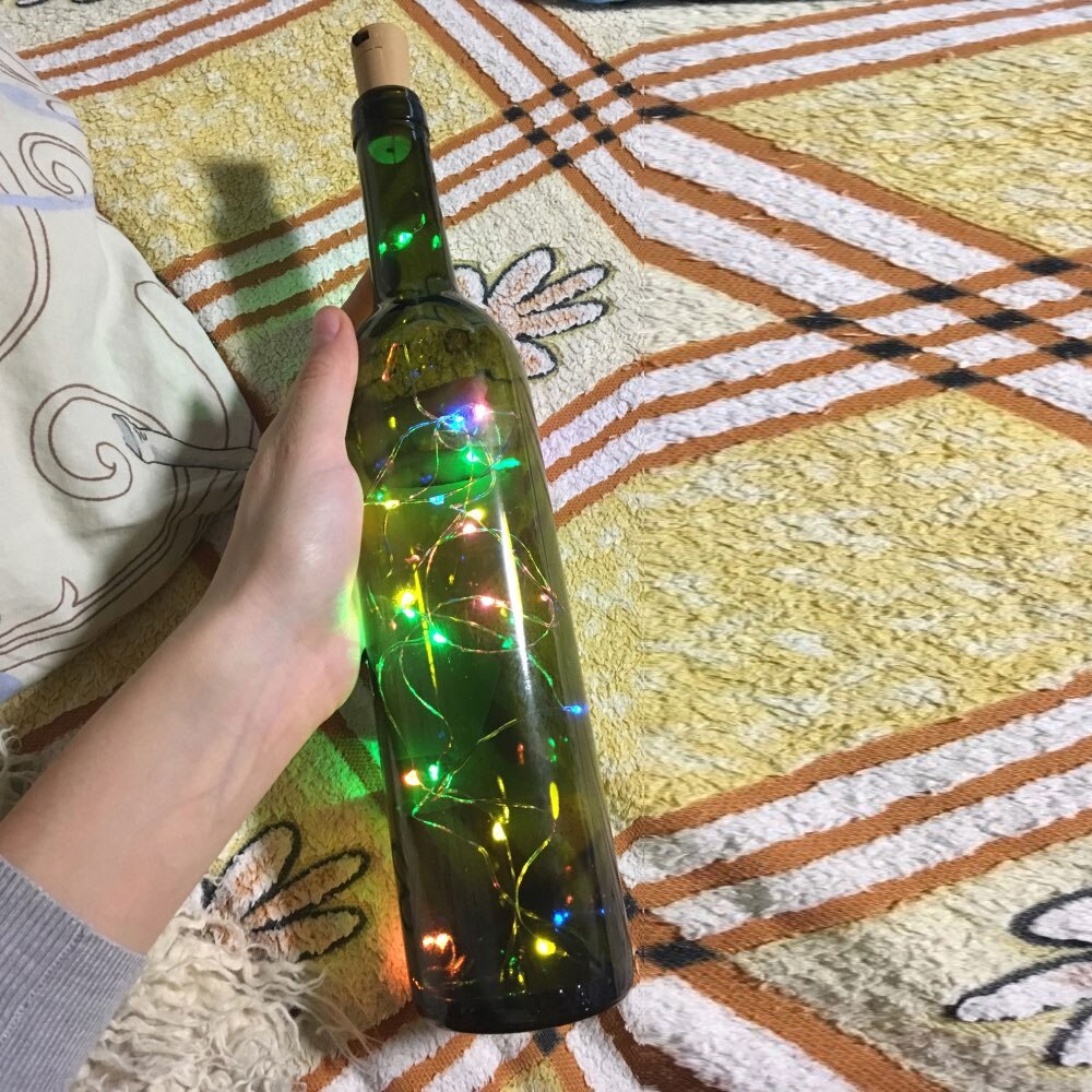 Led sølv wire string lys 2m 20 leds vinflaske kork prop krans festival bryllup fest boligindretning lampe medfølger batteri