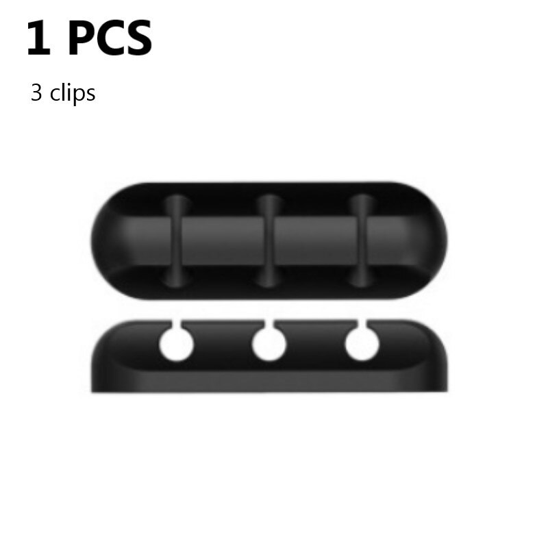 Cable Organizer Silicone USB Cable Winder Desktop Tidy Management Clips Cable Holder for Mouse Headphone Wire Organizer: 1PCS 3 clips