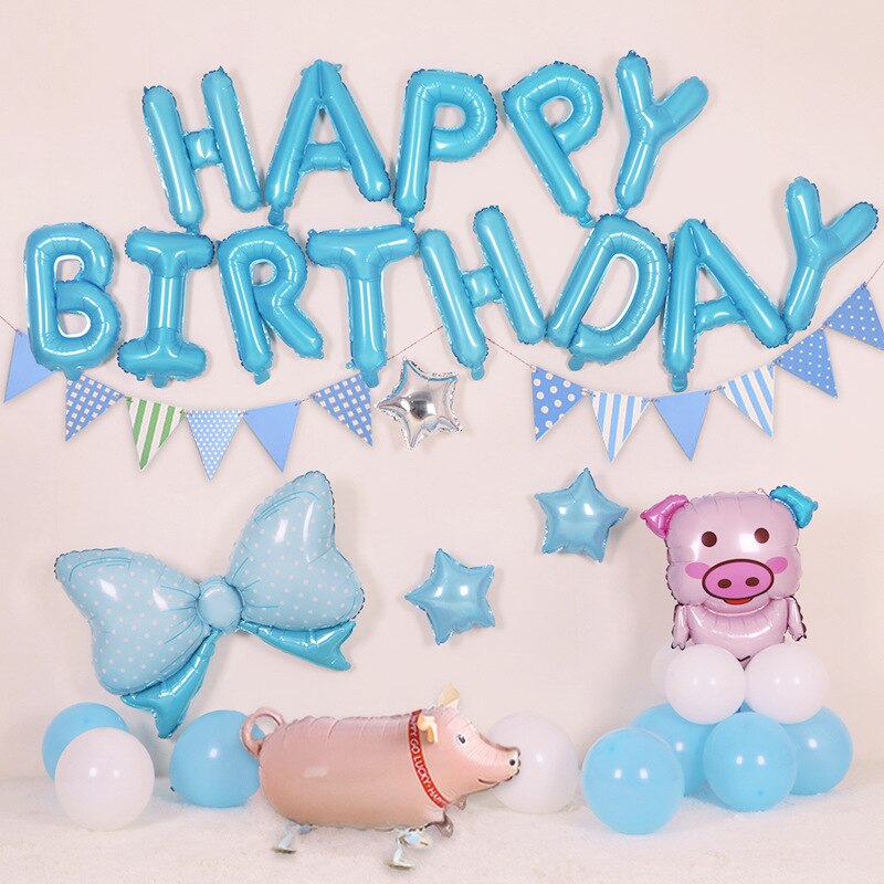 Birthday Party Decoration Happy birthday Banner Fringe Curtain Tablecloth Heart Star Confetti Balloons for Girl Boy Kids Adults: 2