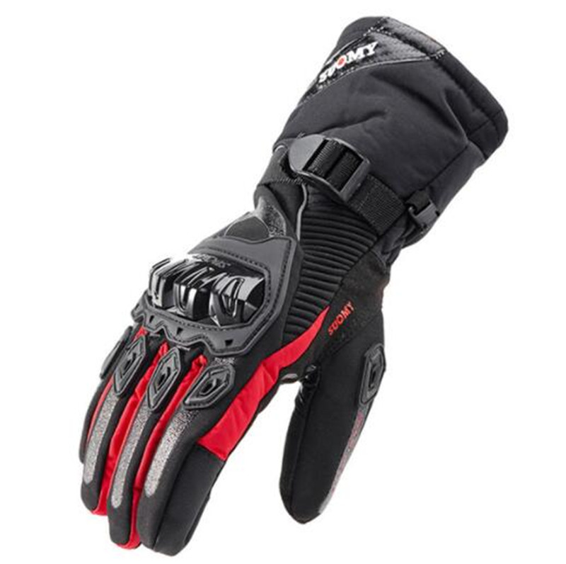 SUOMY-Guantes de Moto impermeables para hombre, manoplas de invierno a prueba de viento con pantalla táctil, 100%: WP-02 Red / XL