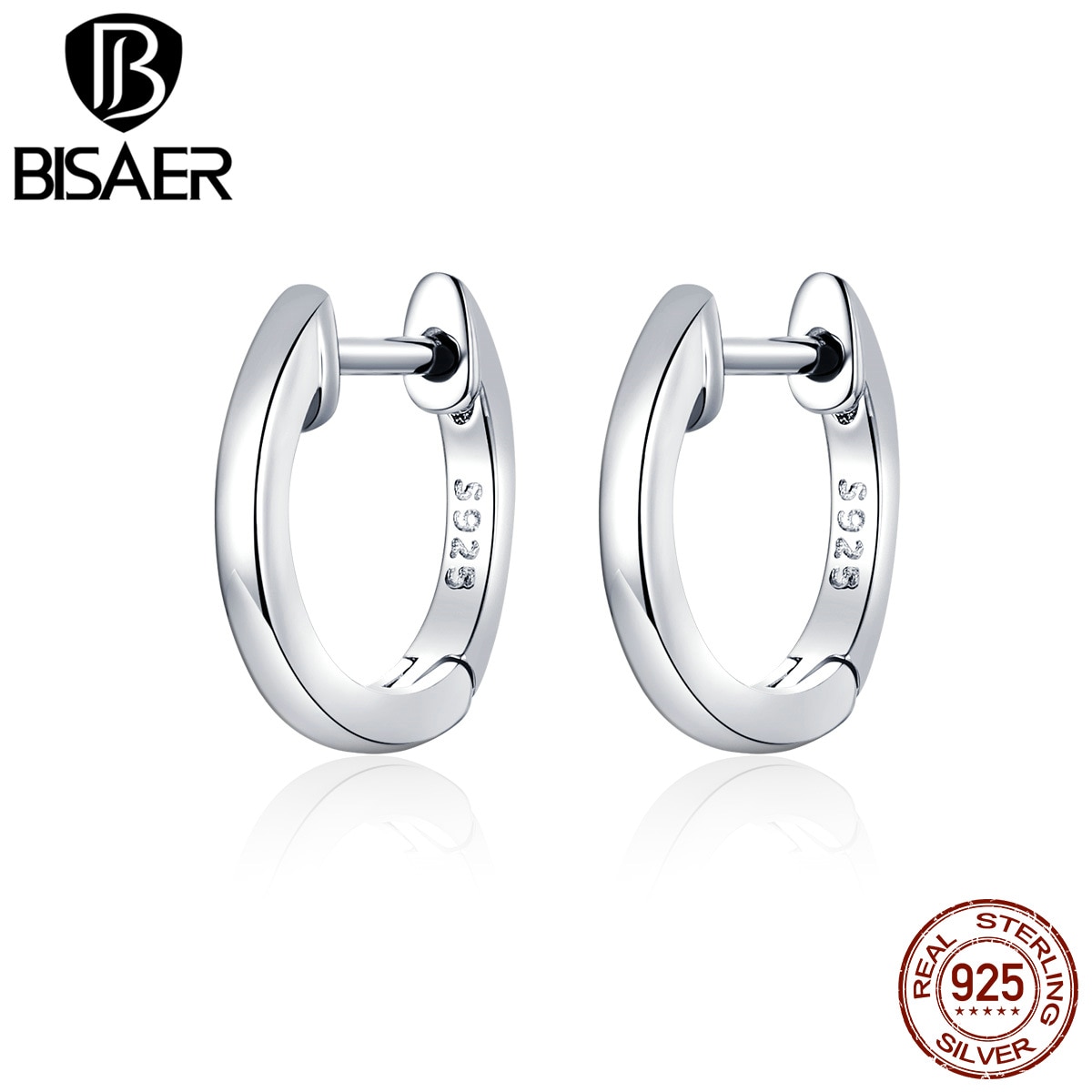 Einfache Ohrringe BISAER 925-Silber Runde Kreis Koreanischen Stud Ohrringe für Frauen Sterling Silber Schmuck ECE808-A