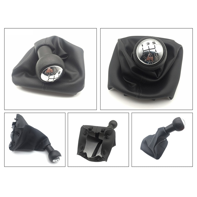 Pomo de cambio de marchas de 5 velocidades con cuellos palanca de cambio de marchas cubierta antipolvo para Peugeot 307