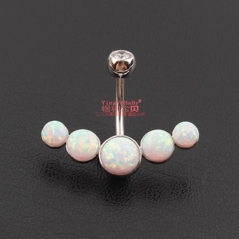 925 sterling silver anello del tasto di pancia white opal pietre dei monili del corpo delle donne S925 6 8 10 millimetri pin lunghezza no allergico piercing all&#39;ombelico