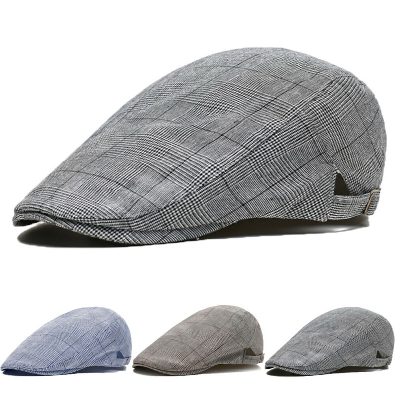 Herr sommar gatsby hatt golf kör solkeps platt basker cabbie chaufför tidningspojke rutig casual rutor ett stycke