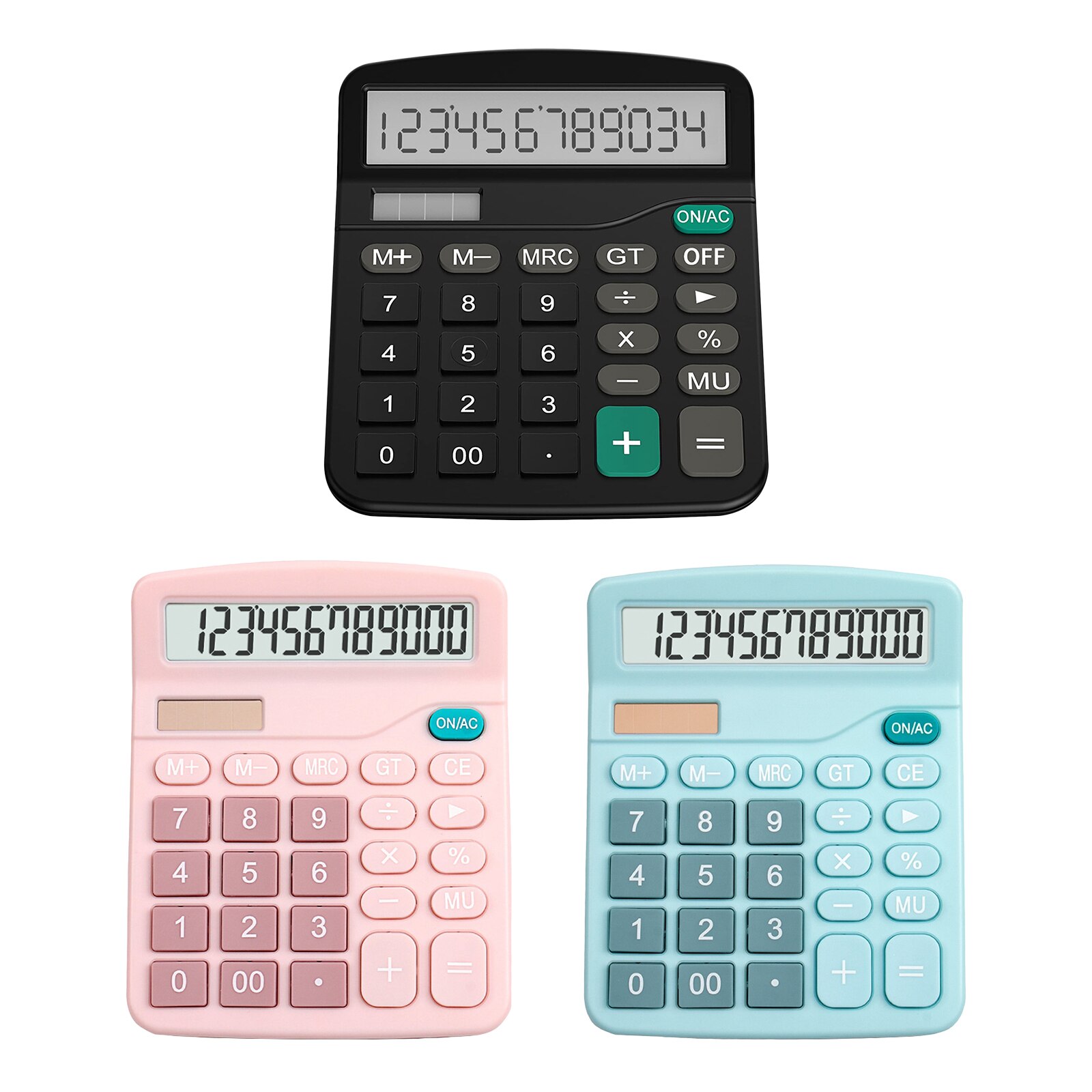 12-Digit Solar Battery Office Calculator with Large LCD Display Big Sensitive Button, Dual Power Desktop Calculators