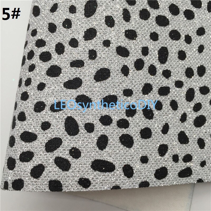 1PC 21X29CM Glitter Fabirc, Dots Printed Glitter Leather Sheets For Making Bows LEOsyntheticoDIY T433A: 5