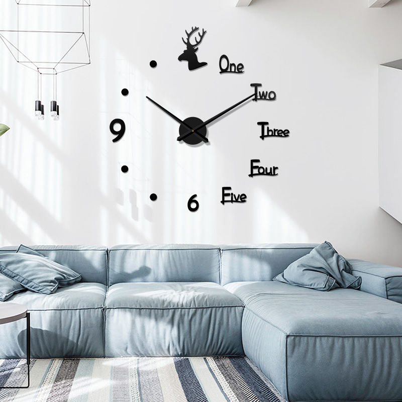 Product Zelfklevende 3d Moderne Minimalistische Creatieve Mode Wandklok Decoratie Diy Acryl Klok Digitale Wandklok