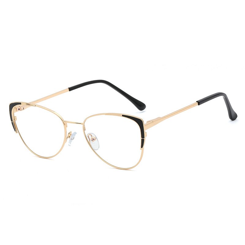Marcos de Metal para anteojos con forma de ojo de gato, ultraligeros, luz azul, 48221: C5Black