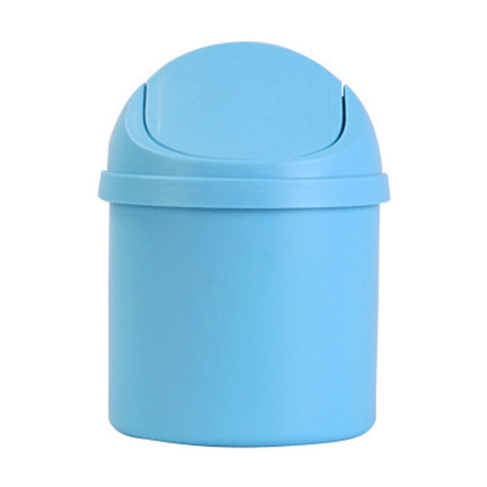 Mini Poubelle Trash Can Dustbin Desktop Garbage Basket Plastic Office Table Trash Waste Bin With Lid Sundries Barrel Box L35: Blue