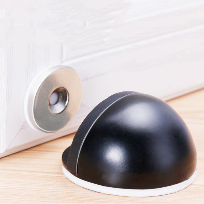 Stainless Steel Rubber Magnetic Door Stopper Non Punching Sticker Hidden Door Holders Floor Mounted Nail-free Door Stops