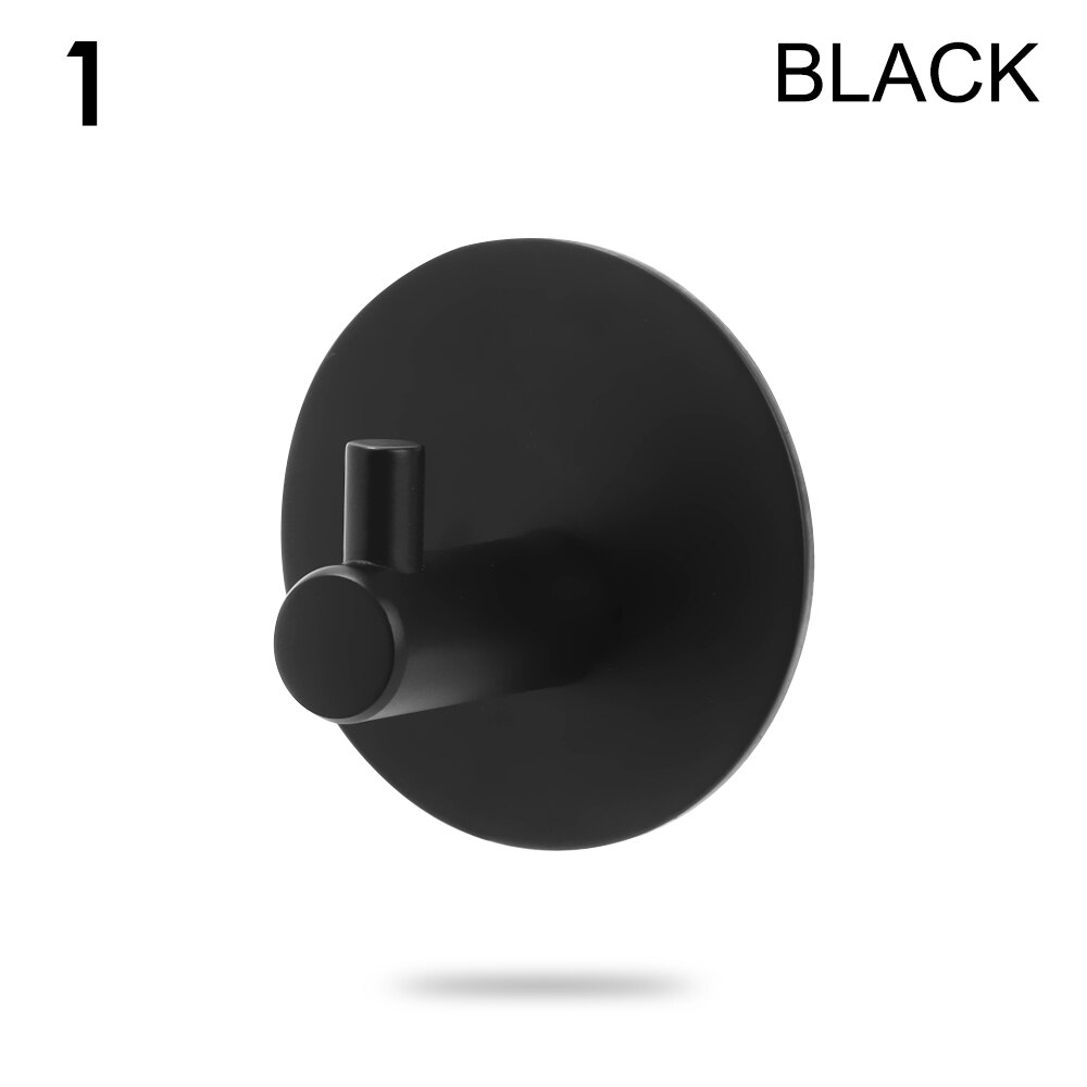 12 Styles Black Silver Hook Wall Towel Hook Stainless Steel Rustproof Strong sticky Hook Hanger for Bathroom Kitchen Hardware: black1