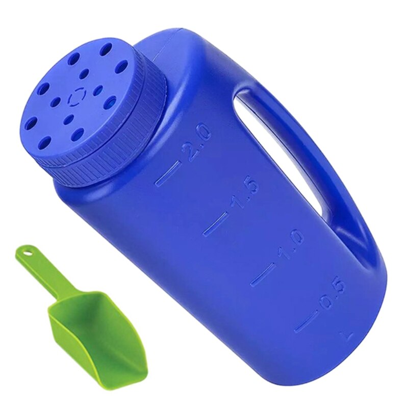 Handheld Spreader Adjustable Hole Size Lawn Fertilizer for Seed Salt Pot Bottle Sprinkler Deicing Ice Melt with/without Shovel: Blue with Shovel
