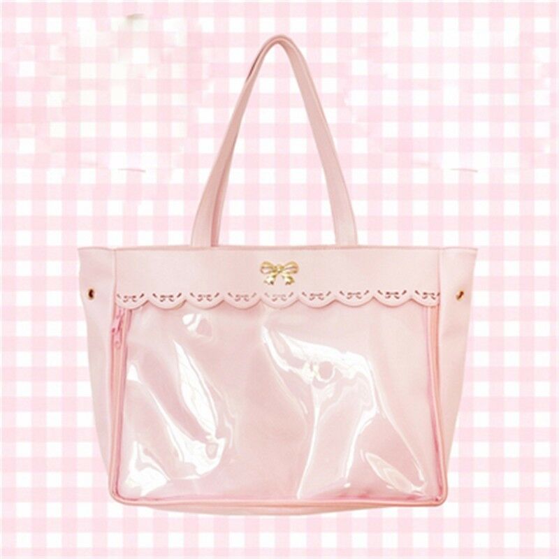 Femmes Transparent clair sacs à main Lolita dentelle Bow sac à bandoulière sac Cosplay offre spéciale couleur unie décontracté tout-Match: Pink